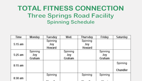 Three Springs Spinning Schedule